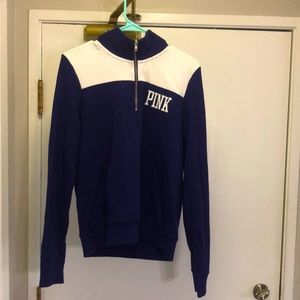 Victoria Secret (PINK) halfway zip. Royal blue and white. Size medium.